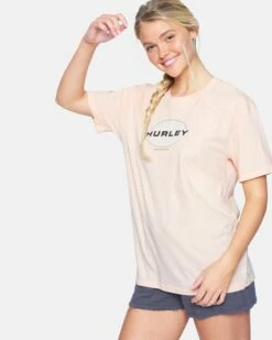 Limited Washed Oversized Boyfriend Crew Tee -HURLEY Sales 3hcz8820 washed coral 3