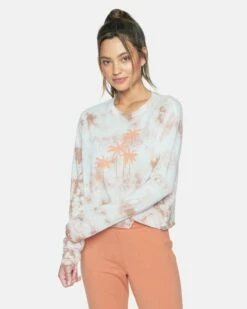 TARYN TIE DYE CROPPED LONG SLEEVE TEE