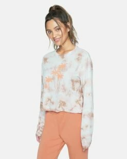 TARYN TIE DYE CROPPED LONG SLEEVE TEE -HURLEY Sales 3hl04700732 iced coffee 3