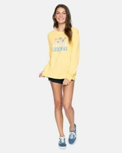 Mackenna Boyfriend Long Sleeve Tee -HURLEY Sales 3hl1640073 cornsilk 4