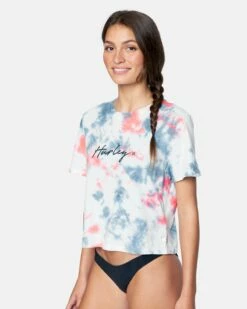 Scripty Tie Dye Cropped Tee -HURLEY Sales 3hs1570088 stellar tie dye 3