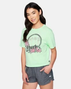 Nicks Cropped Crew Short Sleeve T-Shirt 10 Nicks Cropped Crew Short Sleeve T-Shirt -HURLEY Sales 3hs1570646 mist green 3