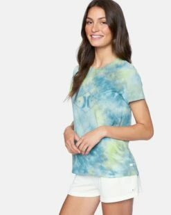 Honey Dew Tie Dye Classic Crew Tee -HURLEY Sales 3hs1580123 bluelight tie dye 3