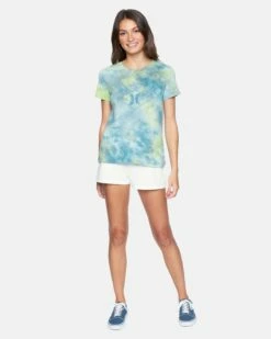 Honey Dew Tie Dye Classic Crew Tee -HURLEY Sales 3hs1580123 bluelight tie dye 4