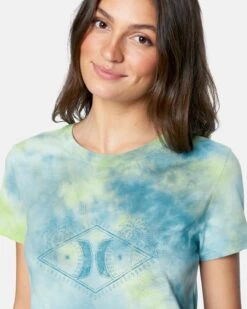 Honey Dew Tie Dye Classic Crew Tee -HURLEY Sales 3hs1580123 bluelight tie dye 5
