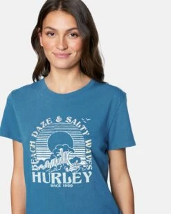 Salty Waves Washed Relaxed Girlfriend Tee -HURLEY Sales 3hs1590190 stellar 5
