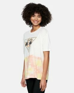 Persea Tie Dye Boyfriend Short Sleeve T-Shirt -HURLEY Sales 3hs1600516 marshmallow tie dye 3