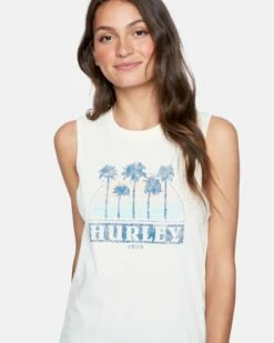 Makenna Washed Muscle Tank -HURLEY Sales 3ht1560073 tofu 5