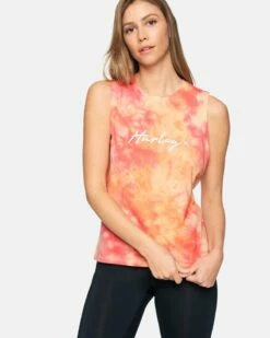 Scripty Tie Dye Muscle Tank -HURLEY Sales 3ht1560250 melon tie dye 1