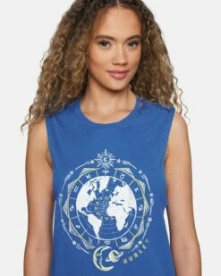 Global Washed Muscle Tank -HURLEY Sales 3ht1560540 dazzling blue 4