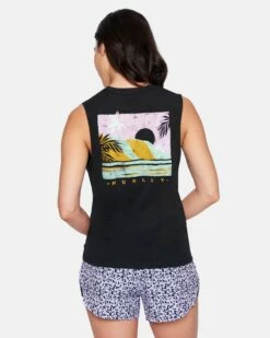 Postcard Washed Muscle Tank -HURLEY Sales 3ht1560603 caviar 2