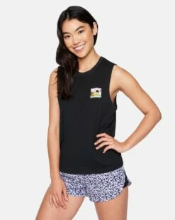 Postcard Washed Muscle Tank -HURLEY Sales 3ht1560603 caviar 3