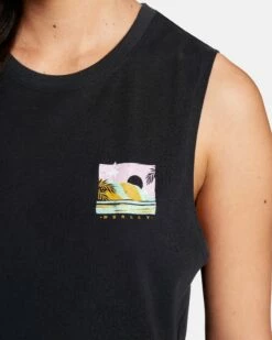 Postcard Washed Muscle Tank -HURLEY Sales 3ht1560603 caviar 4