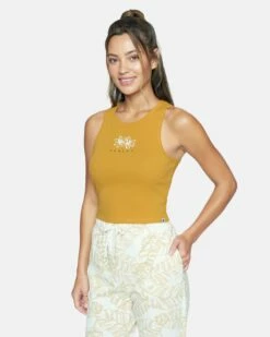 TALLIE CROP RIB TANK -HURLEY Sales 3ht6680708 honey gold 3