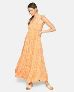 Tiered Maxi Dress -HURLEY Sales 3hwd0112 melon scatter dot 1