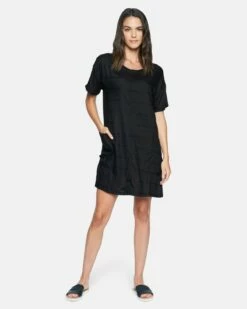 Boxy T-Shirt Dress -HURLEY Sales 3hwd0188 black textured stripe 4