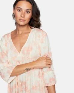 Bell Sleeve A-Line Dress -HURLEY Sales 3hwd0249 coral almond dreamy tie dye 5