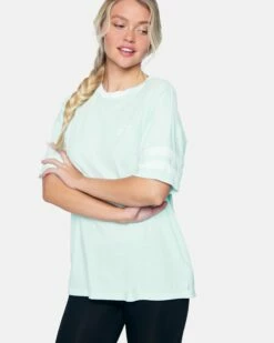 Washed Oversized Varsity Boyfriend Crew Tee 10 Washed Oversized Varsity Boyfriend Crew Tee -HURLEY Sales 3hwks0138 light dew 3