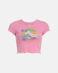 LoveShackFancy X Hurley - Reese Baby Rib Tee -HURLEY Sales 3hwks0718 begonia pink 5