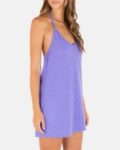 Mini Check Halter Mini Dress -HURLEY Sales HC0179 PERIWINKLE 03