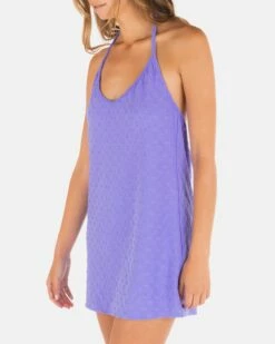 Mini Check Halter Mini Dress -HURLEY Sales HC0179 PERIWINKLE 04