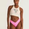 LoveShackFancy X Hurley - Rhinestone V Front Skimpy Bikini Bottom -HURLEY Sales HLSFB105 COTTONCANDY 3