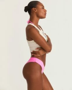 LoveShackFancy X Hurley - Rhinestone V Front Skimpy Bikini Bottom -HURLEY Sales HLSFB105 COTTONCANDY 5