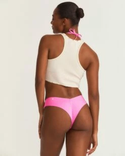 LoveShackFancy X Hurley - Rhinestone V Front Skimpy Bikini Bottom -HURLEY Sales HLSFB105 COTTONCANDY 6