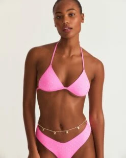 LoveShackFancy X Hurley - Rhinestone Fixed Tri Bikini Top