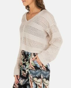 Easy Times Crochet Sweater -HURLEY Sales HU011SW3 MOONLIGHT 3
