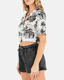 BEACH WALK CROP CAMP SHIRT 11 BEACH WALK CROP CAMP SHIRT -HURLEY Sales HU022W3 BLACK 3