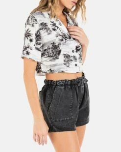 BEACH WALK CROP CAMP SHIRT 12 BEACH WALK CROP CAMP SHIRT -HURLEY Sales HU022W3 BLACK 4