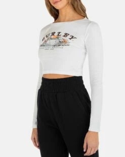 Tropical Spirits Long Sleeve Baby Tee -HURLEY Sales HU139K3 WHITE 03
