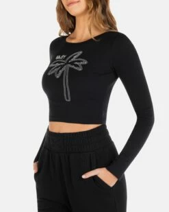 Simpler Times Long Sleeve Baby Tee -HURLEY Sales HU140K3 BLACK 03