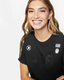 USA Short Sleeve Crew -HURLEY Sales cu1431 black 4