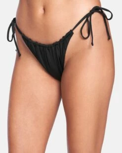Solid Slider Tie Side Cheeky Bikini Bottom -HURLEY Sales hb1019 black 3