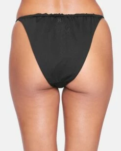 Solid Slider Tie Side Cheeky Bikini Bottom -HURLEY Sales hb1019 black 4