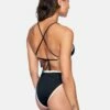 Colorblock Moderate High Waist Bikini Bottom 2 Colorblock Moderate High Waist Bikini Bottom -HURLEY Sales hb1082 black colorblock 1