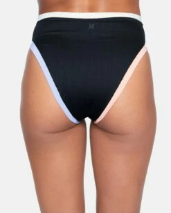 Colorblock Moderate High Waist Bikini Bottom -HURLEY Sales hb1082 black colorblock 3