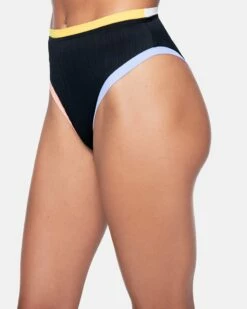 Colorblock Moderate High Waist Bikini Bottom -HURLEY Sales hb1082 black colorblock 4