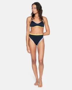 Colorblock Moderate High Waist Bikini Bottom -HURLEY Sales hb1082 black colorblock 5