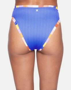 Retro Block Moderate High Waist Bikini Bottom -HURLEY Sales hb1100 lagoon multi 3