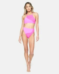 Party Wave Reversible Moderate High Waist Bikini Bottom -HURLEY Sales hb1163 hot watermelon 4 v2