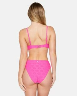 Terry Pop Moderate High Waist Bottom -HURLEY Sales hb1290 electric pink 3