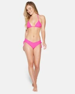 Terry Pop Cheeky Side Tie Bottom -HURLEY Sales hb1291 electric pink 4