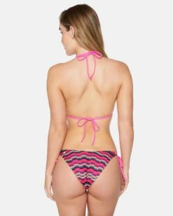 Zumba Stripe Side Tie Cheeky Bottom -HURLEY Sales hb1311 electric pink 3