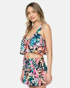 Floral Pop Knot Front Swing Tank 10 Floral Pop Knot Front Swing Tank -HURLEY Sales hc0109 floral pop black multi 3