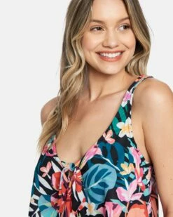 Floral Pop Knot Front Swing Tank 12 Floral Pop Knot Front Swing Tank -HURLEY Sales hc0109 floral pop black multi 5