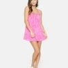 Jungle Walk Tie Front Mini Dress -HURLEY Sales hc0156 pink punch 1