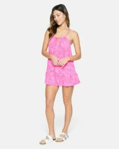 Jungle Walk Tie Front Mini Dress -HURLEY Sales hc0156 pink punch 3